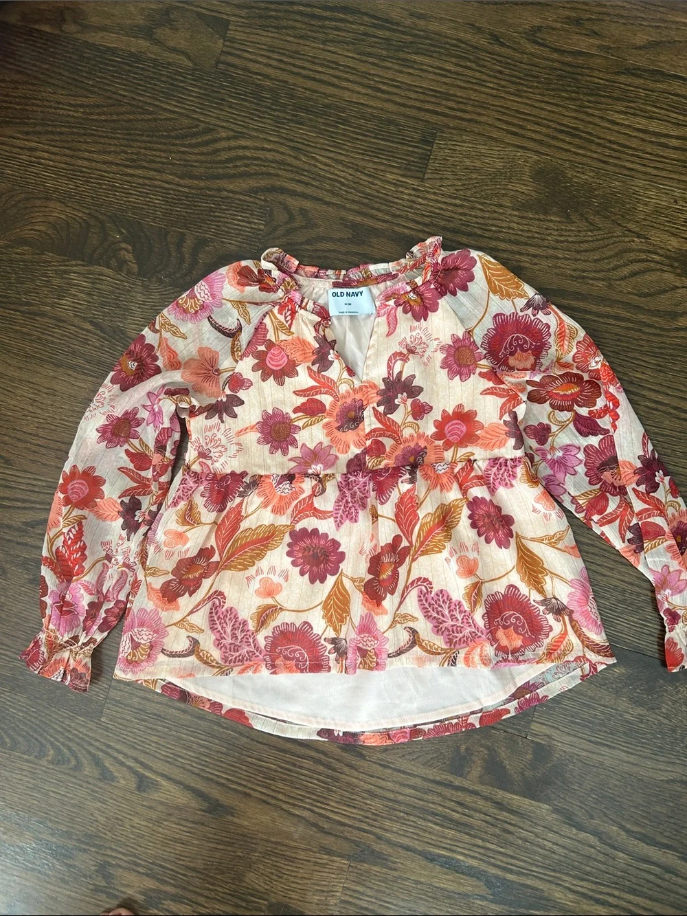 Old Navy Floral Peplum Blouse - Pink, Orange & Red